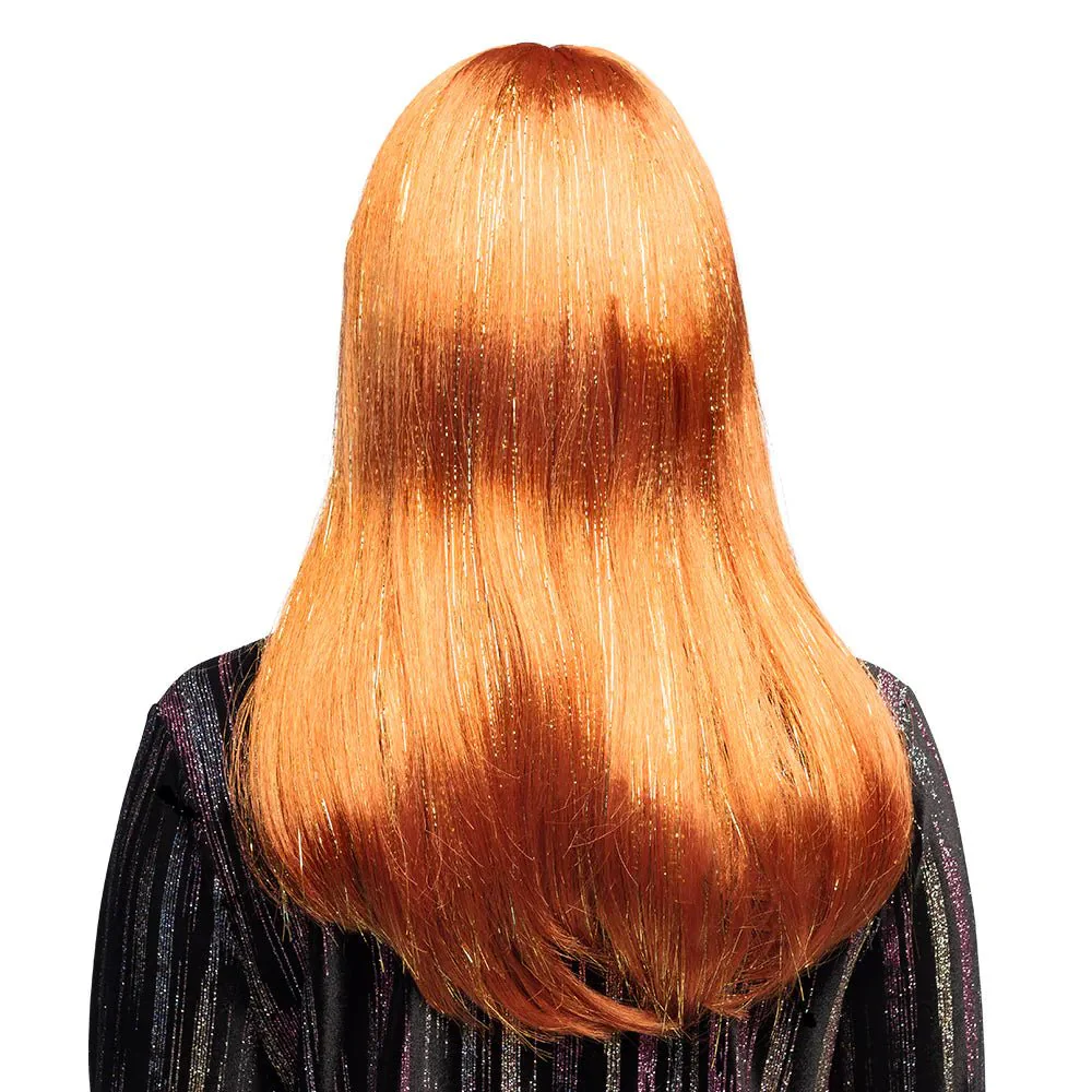 Oranje Pruik Glitter - Image 4