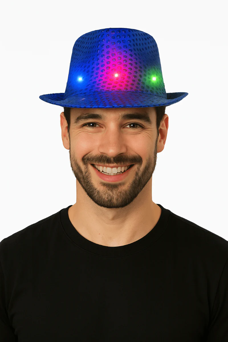 Pailletten Hoedje Blauw met Licht incl Batterijen - Image 2