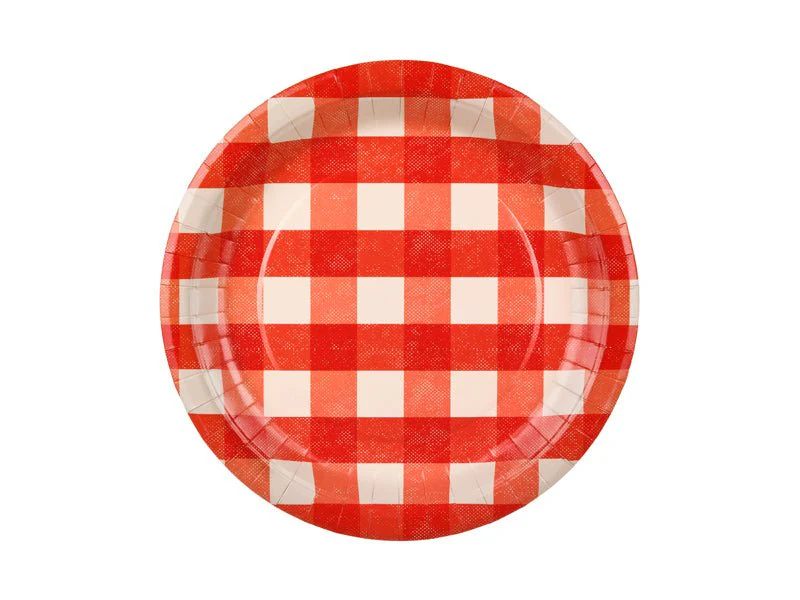 Papieren Borden geruit, mix, 27cm Rood