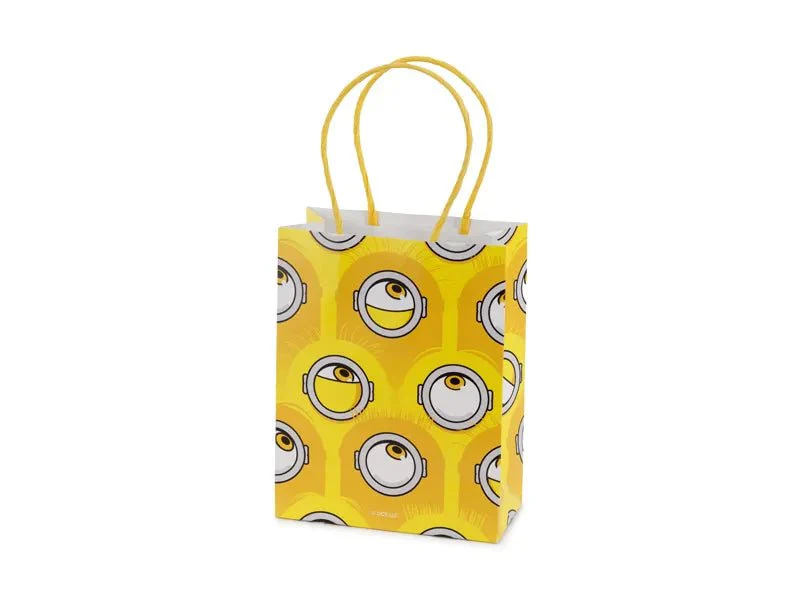 Papieren cadeauzakjes Minions, 12x15,5x6 cm, geel