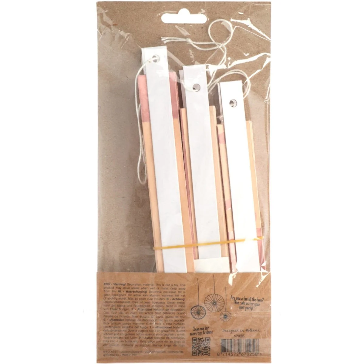 Papieren Waaiers Roze 35cm 3st - Image 6