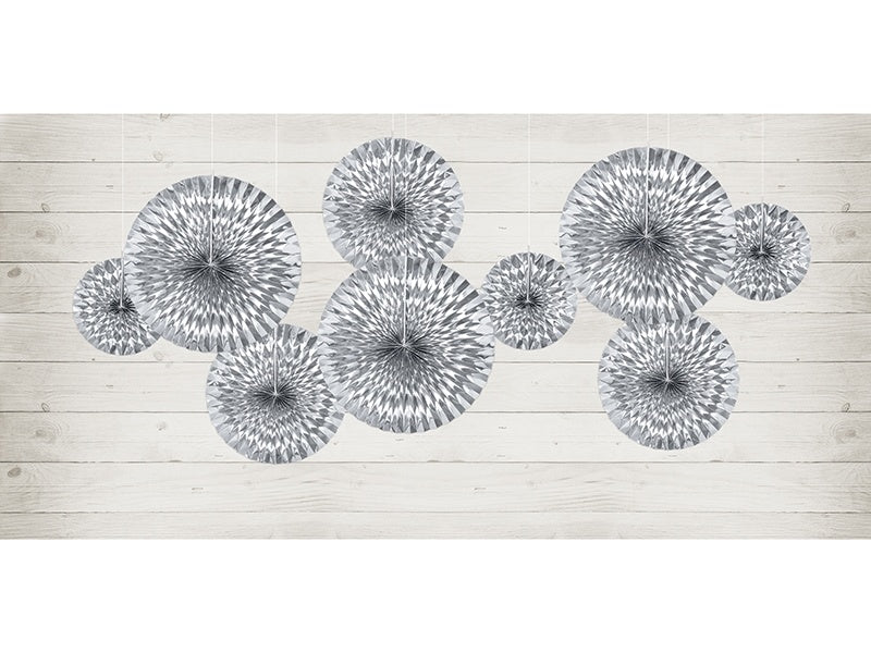 Papieren Waaiers Zilver Folie Set 23-40cm 3 delig - Image 3