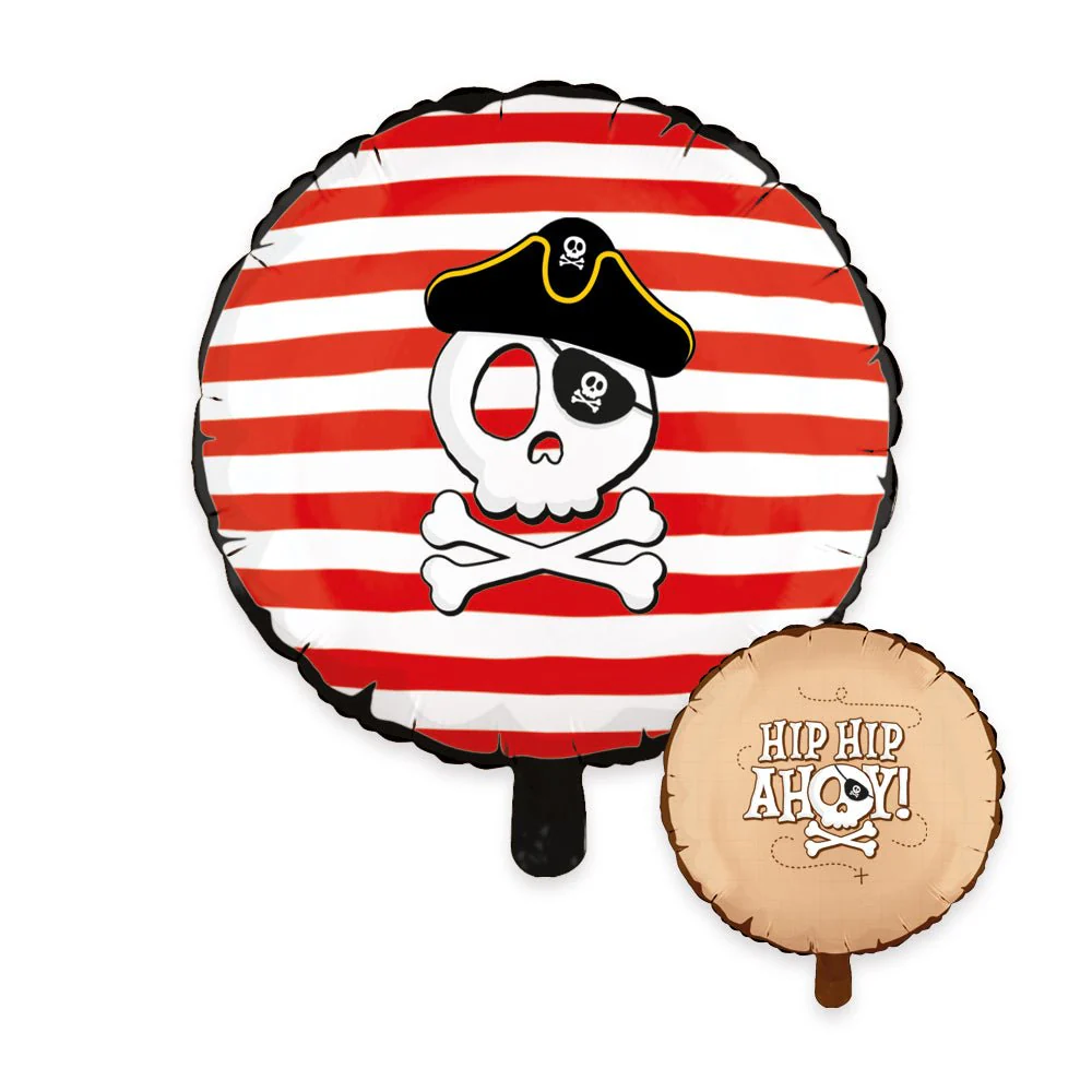 Piraat Helium Ballon Hip Hip Ahoy Dubbelzijdig 45cm Leeg