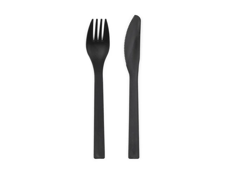Plastic bestek, 18–18,5 cm, zwart