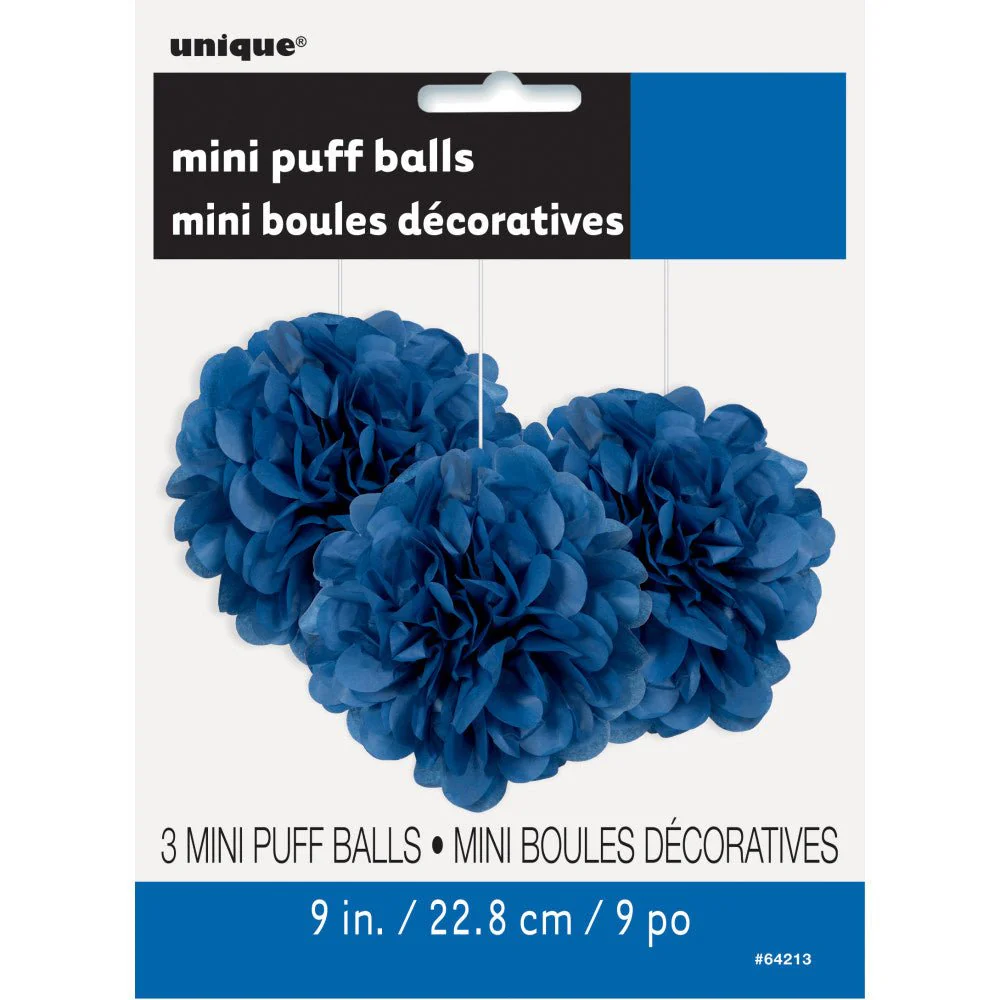 Pompon Blauw 20cm 3st - Image 2