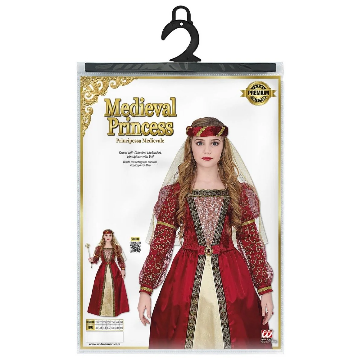 Prinses Jurk Rood Meisje Middeleeuwen - Image 4