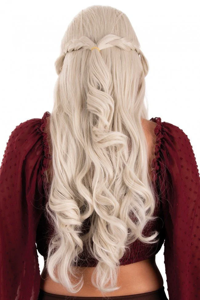 Pruik Dainerys Princess Of Dragonstone Lang Met Vlechten Blond - Image 3