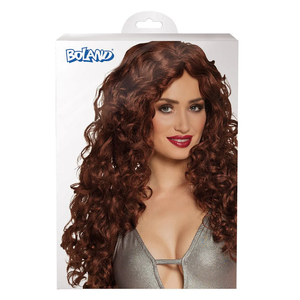 Pruik Lang Haar Krul Bruin - Image 2