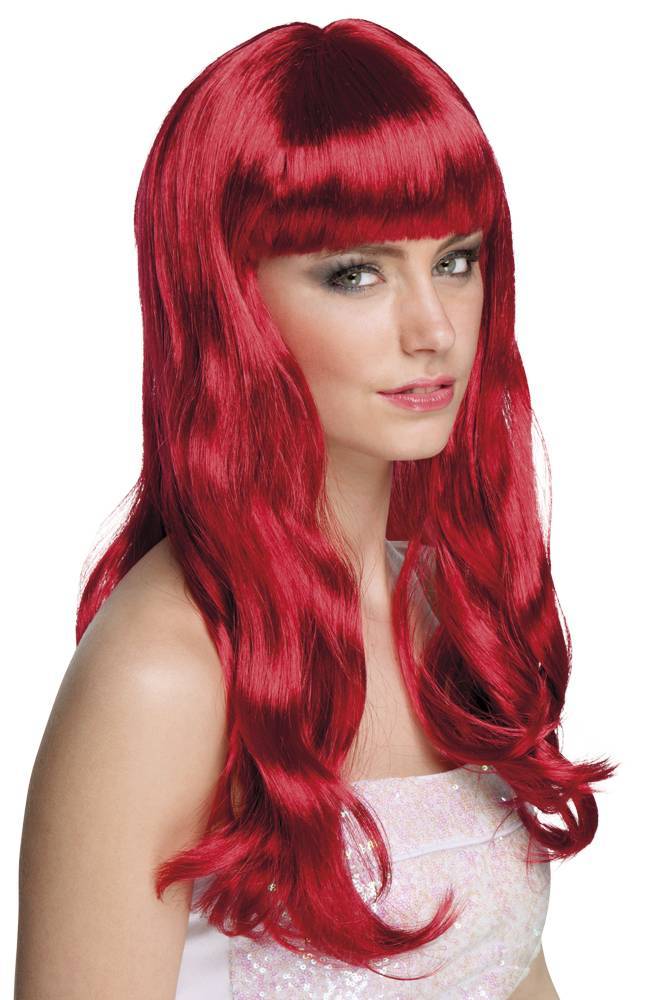 Pruik Lang Haar Robijnrood - Image 2