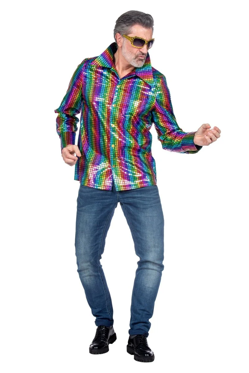 Regenboog Blouse Heren Metallic