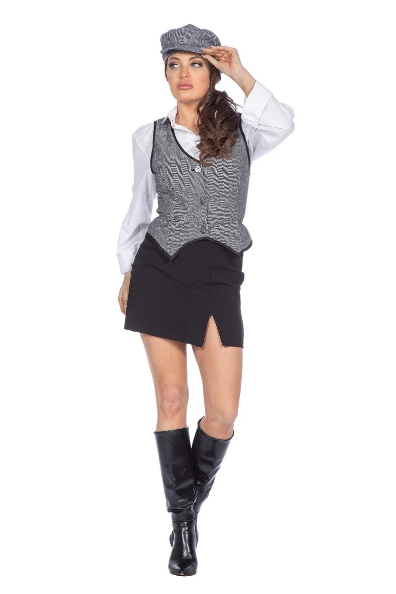 Roaring Twenties 20S Kostuum Grijs Zwart Dames 3 delig