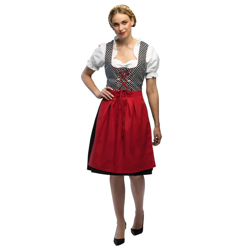 Rode Dirndl Jurk Oktoberfest Grijs Frau