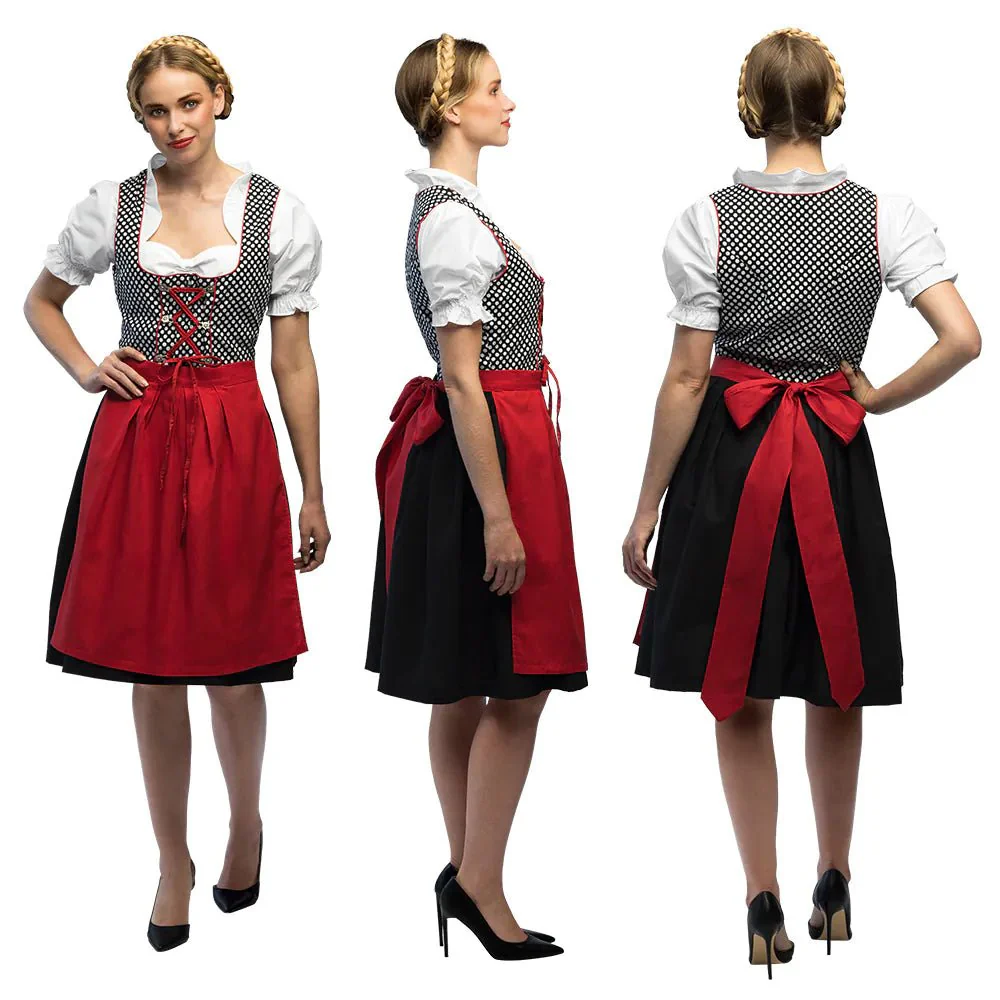 Rode Dirndl Jurk Oktoberfest Grijs Frau - Image 2