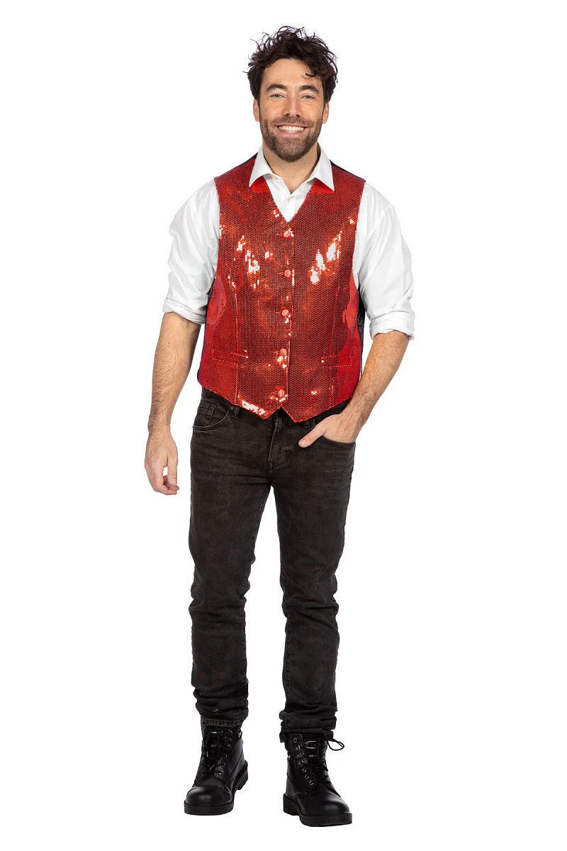 Rode Gilet Heren Pailletten