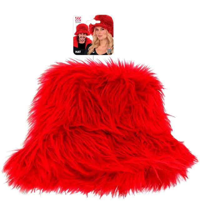 Rood Bucket Hat Pluche - Image 2