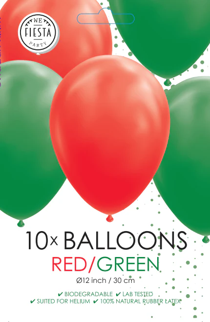 Rood Groene Ballonnen 30cm 10st - Image 2
