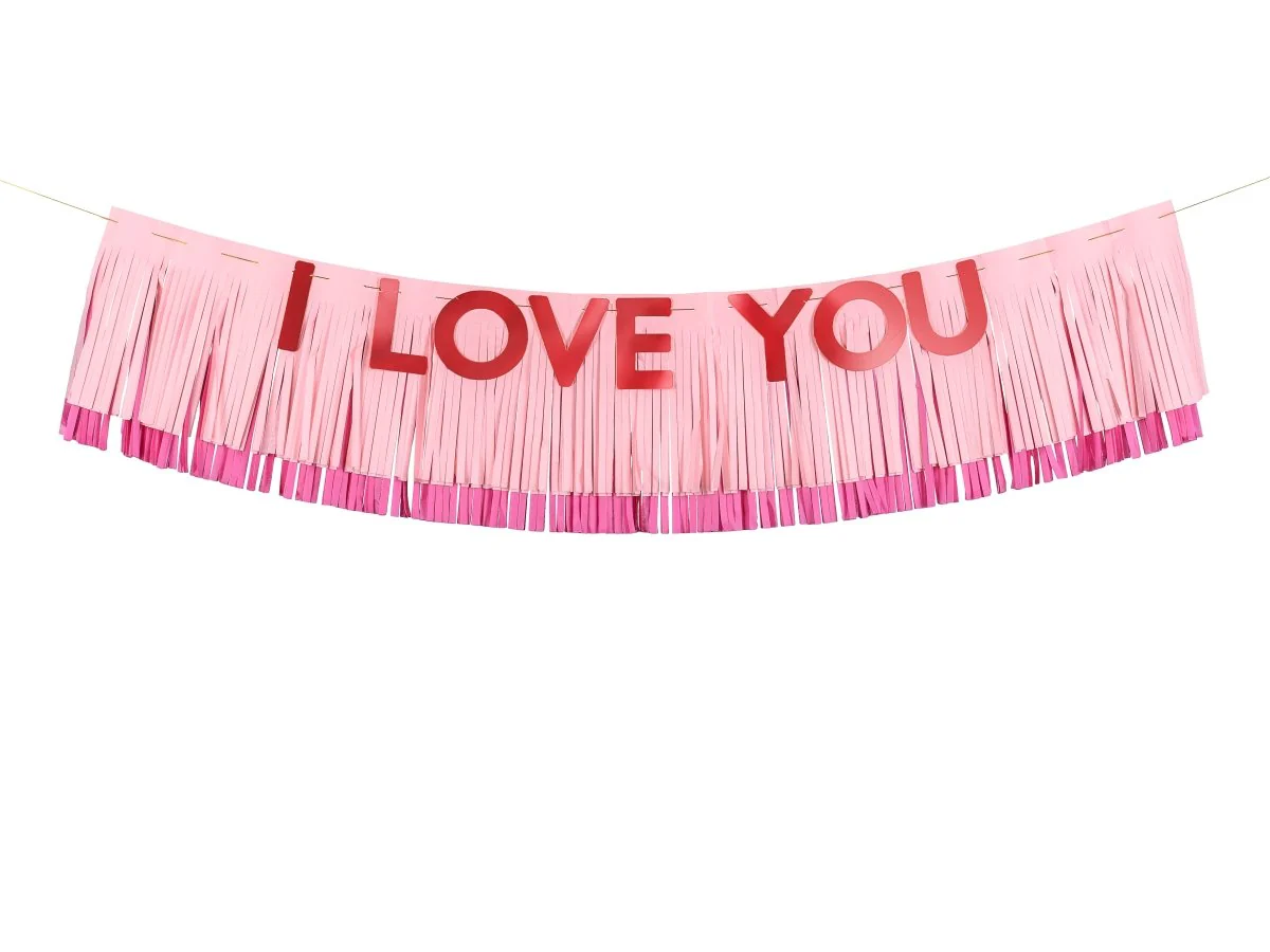 Rood Roze Banner I Love You 1,5m