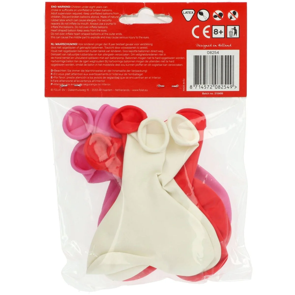 Rood Roze Hartjes Ballonnen 25cm 8st - Image 3
