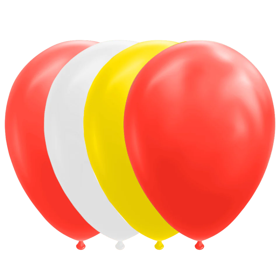 Rood Wit Gele Ballonnen 30cm 10st