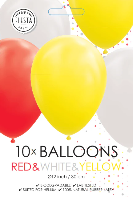 Rood Wit Gele Ballonnen 30cm 10st - Image 2