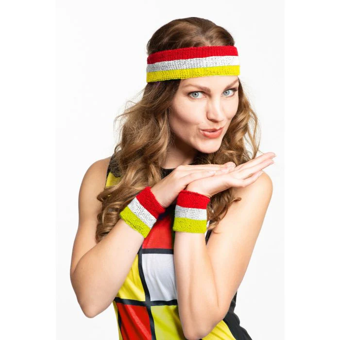 Rood Wit Gele Zweetbandjes 3 delig