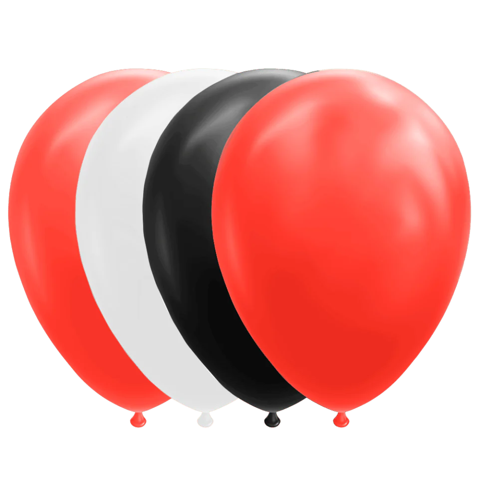 Rood Wit Zwarte Ballonnen 30cm 10st