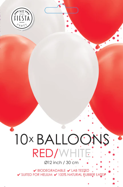 Rood Witte Ballonnen 30cm 10st - Image 2