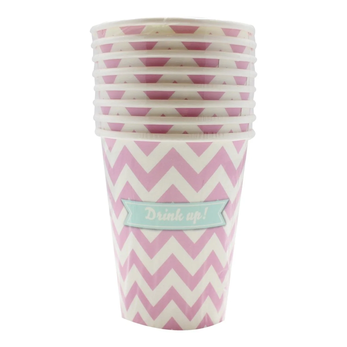 Roze Bekers Gestreept 266ml 8st - Image 2