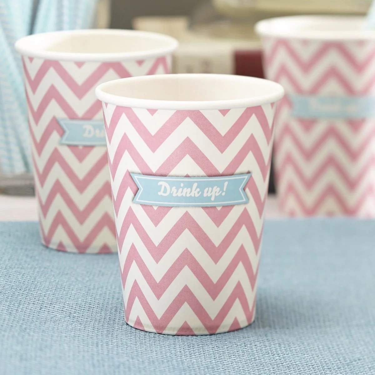 Roze Bekers Gestreept 266ml 8st - Image 3