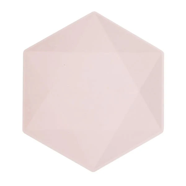 Roze Borden Zeshoek 26cm 6st