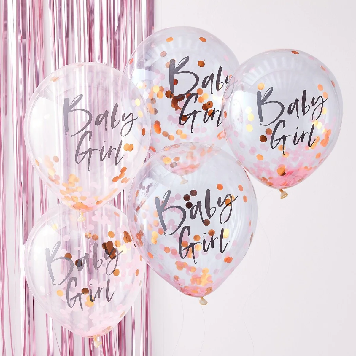 Roze Confetti Ballonnen Baby Girl 30cm 5st - Image 3