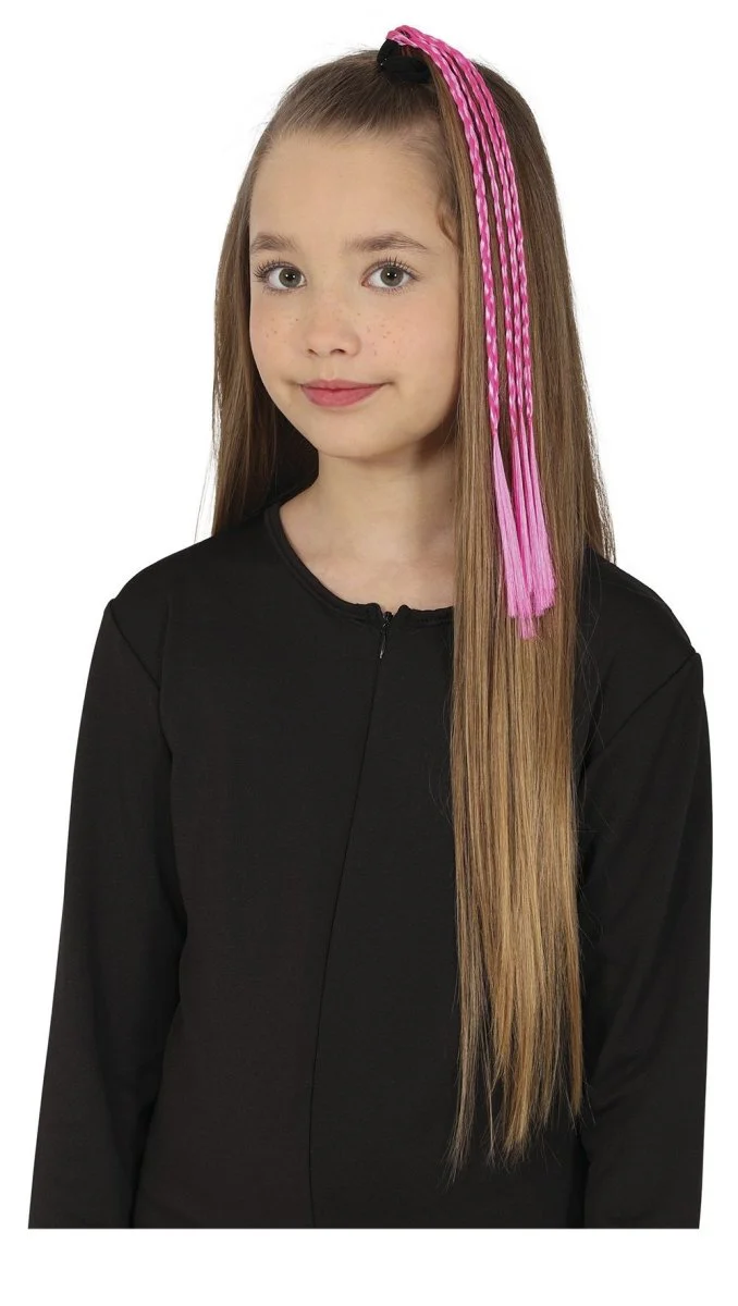Roze Hair Extension Vlechten 35cm 3st - Image 4