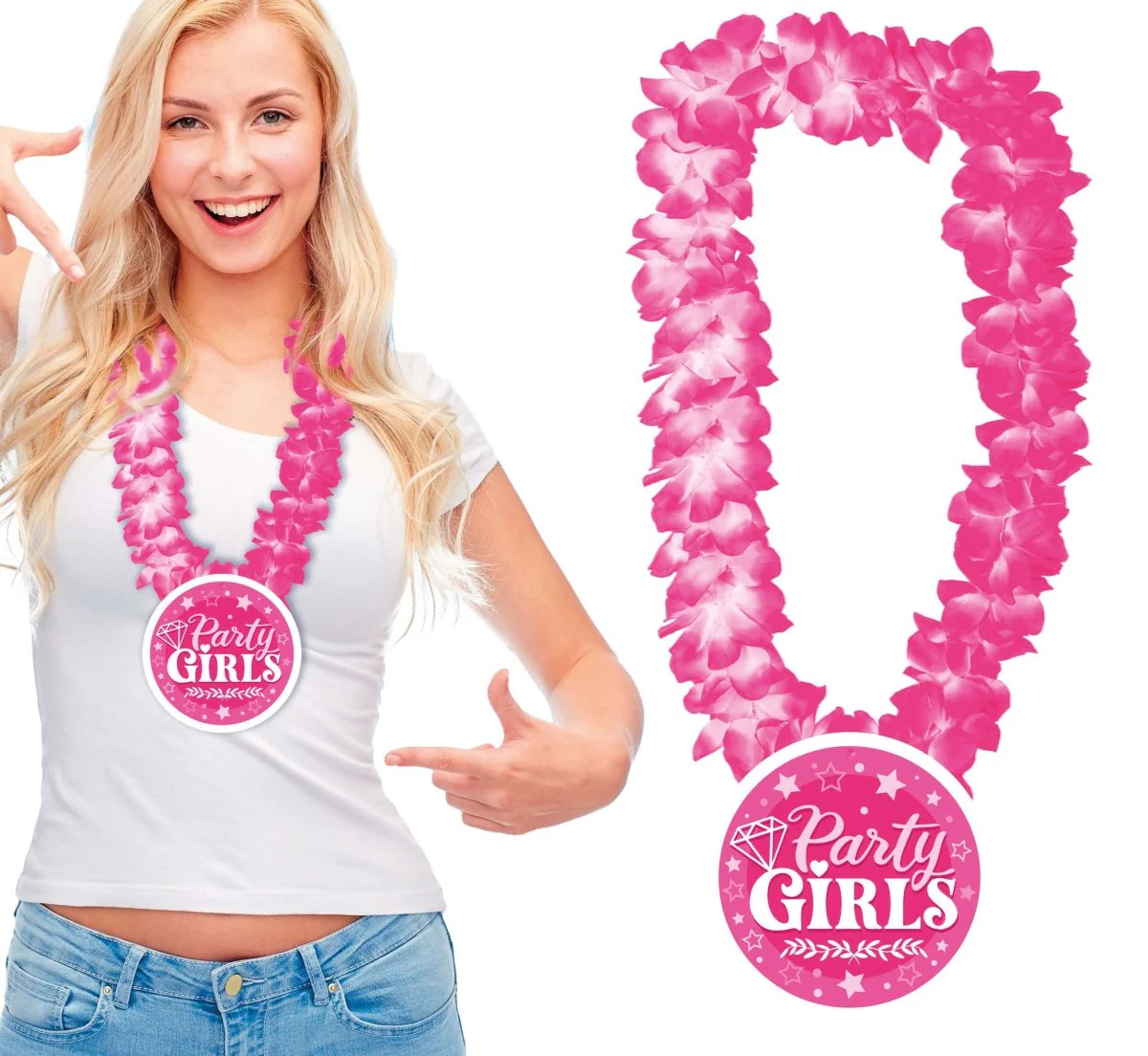 Roze Hawaii Krans Party Girls - Image 3