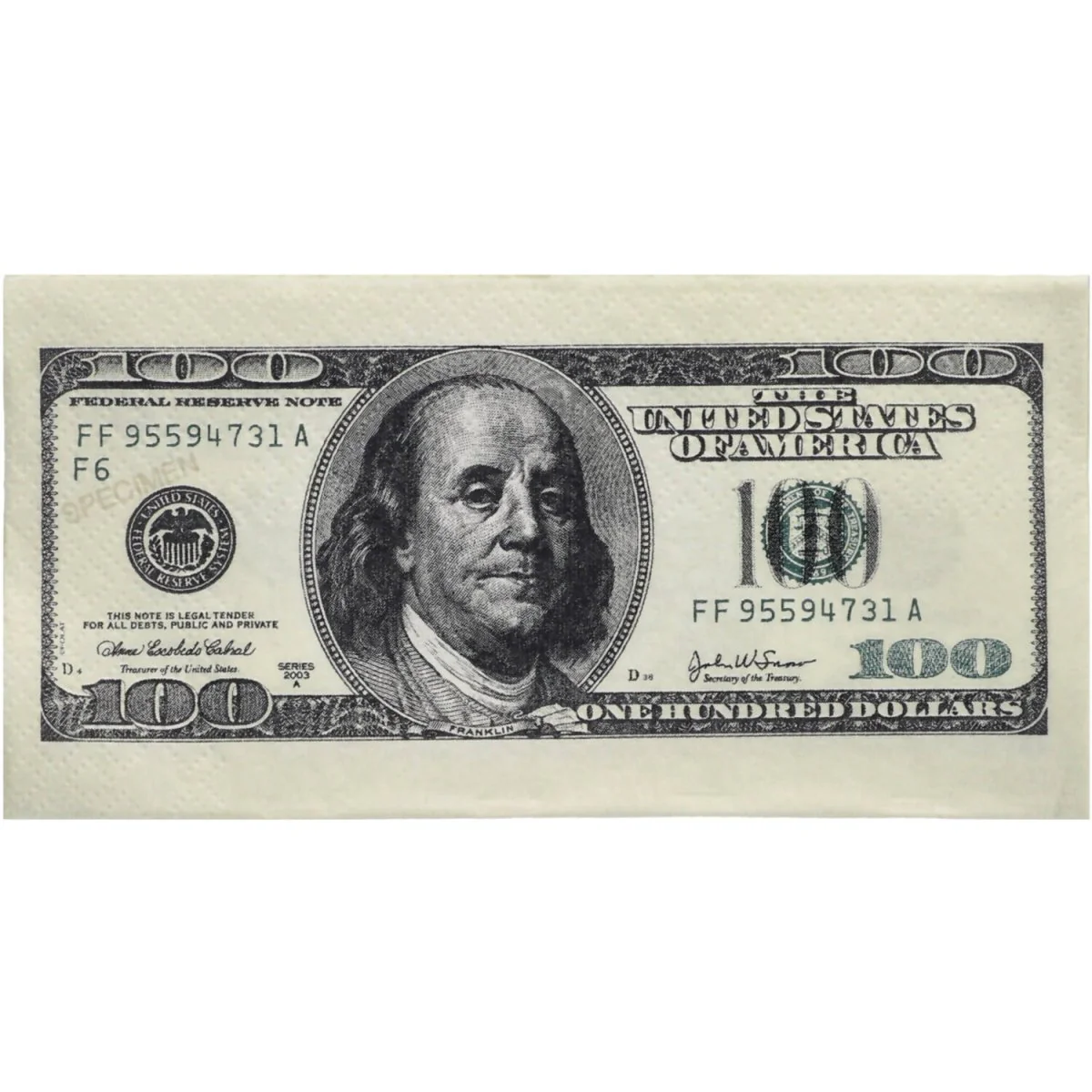 Servetten - 100 dollar - 33 x 33 cm - 10 stuks
