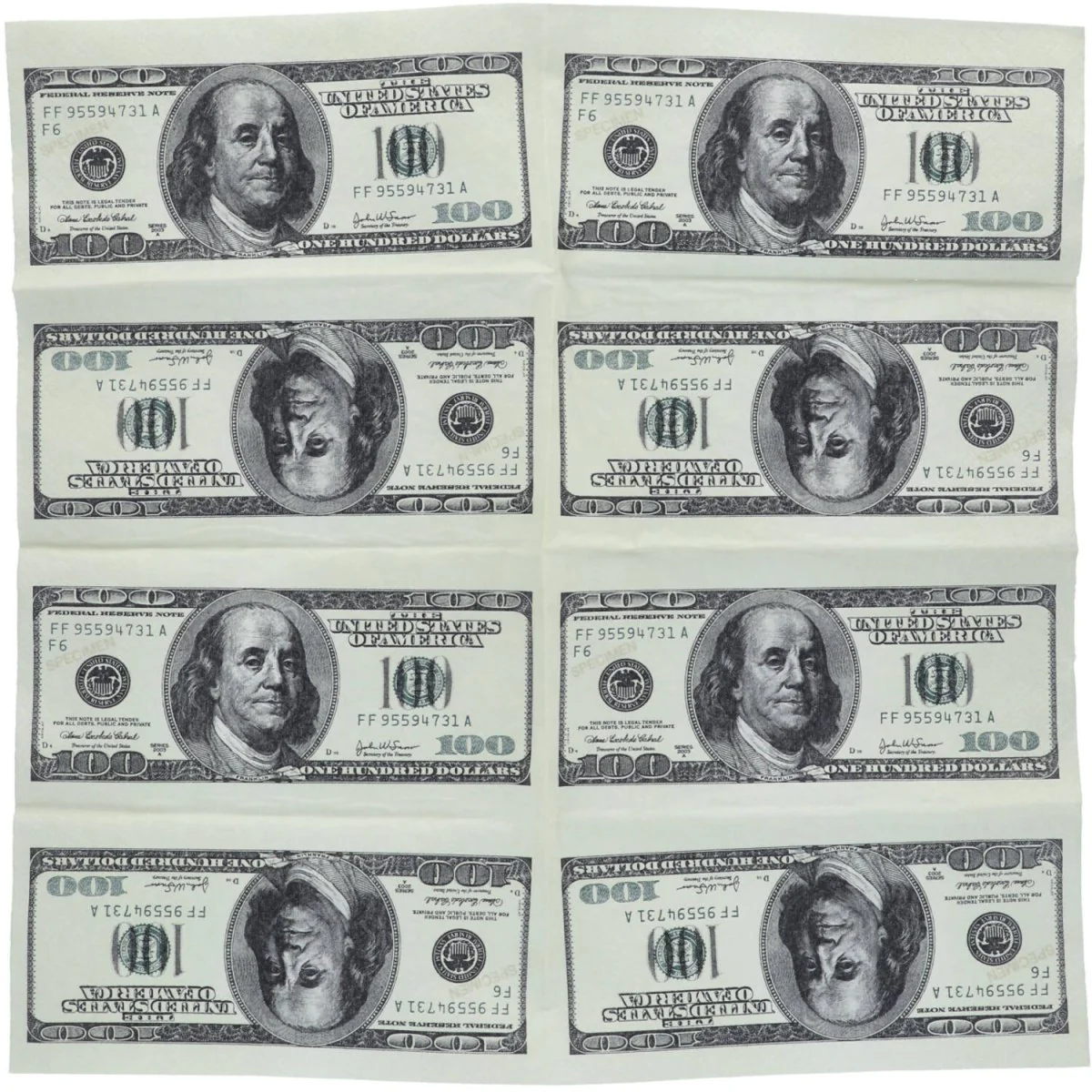 Servetten - 100 dollar - 33 x 33 cm - 10 stuks - Image 4
