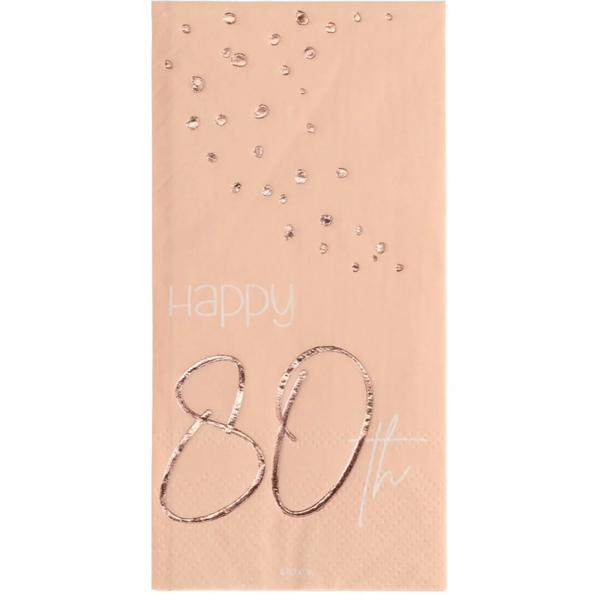 Servetten 80 Jaar Rose Goud 33cm 10st