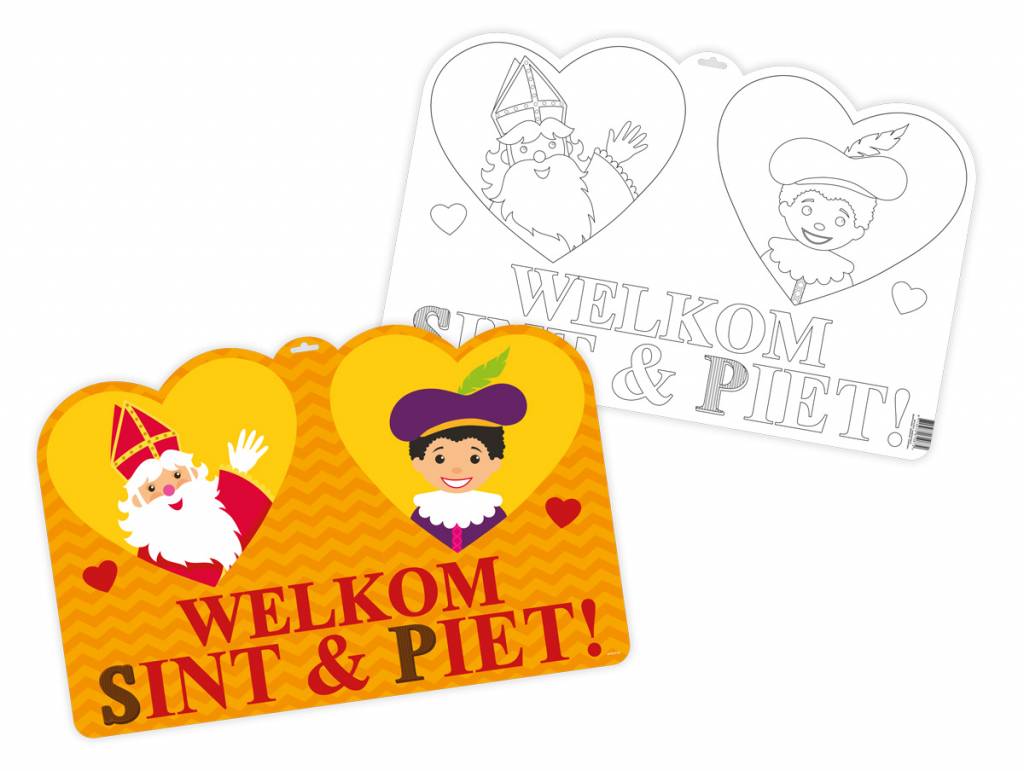 Sint en Piet Kleurplaat Deurbord 58cm - Image 2