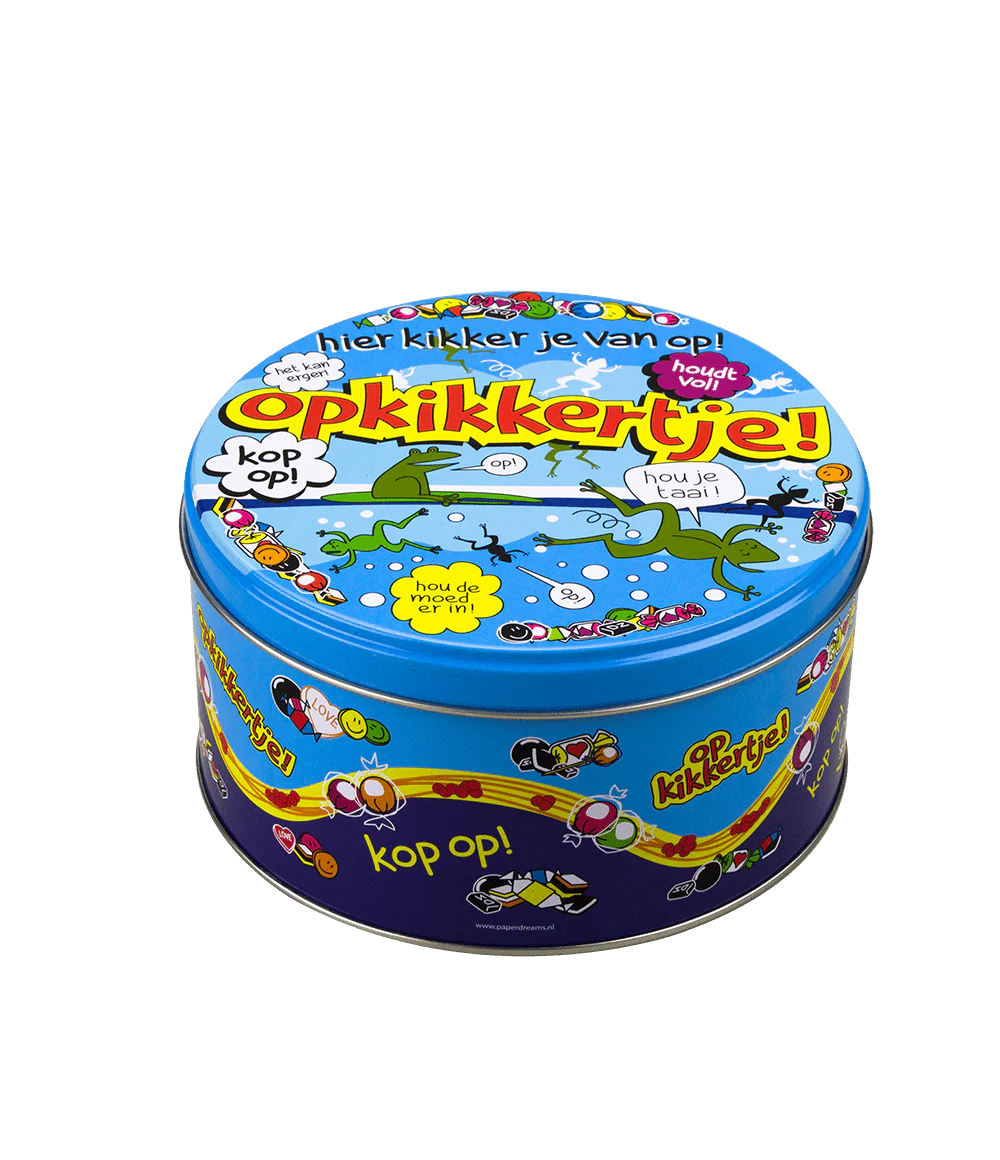 Snoeptrommel Opkikkertje 14cm