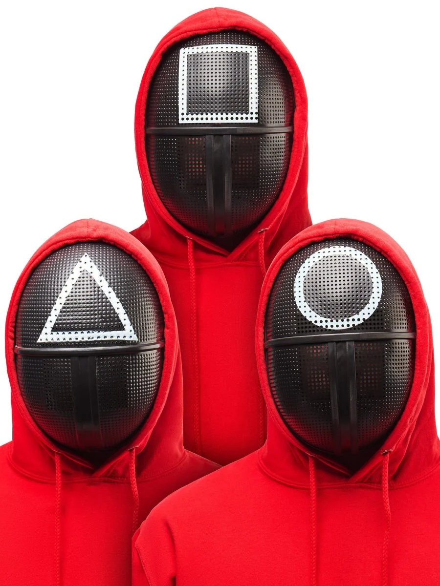 Squid Game Maskers Zwart Wit 3st