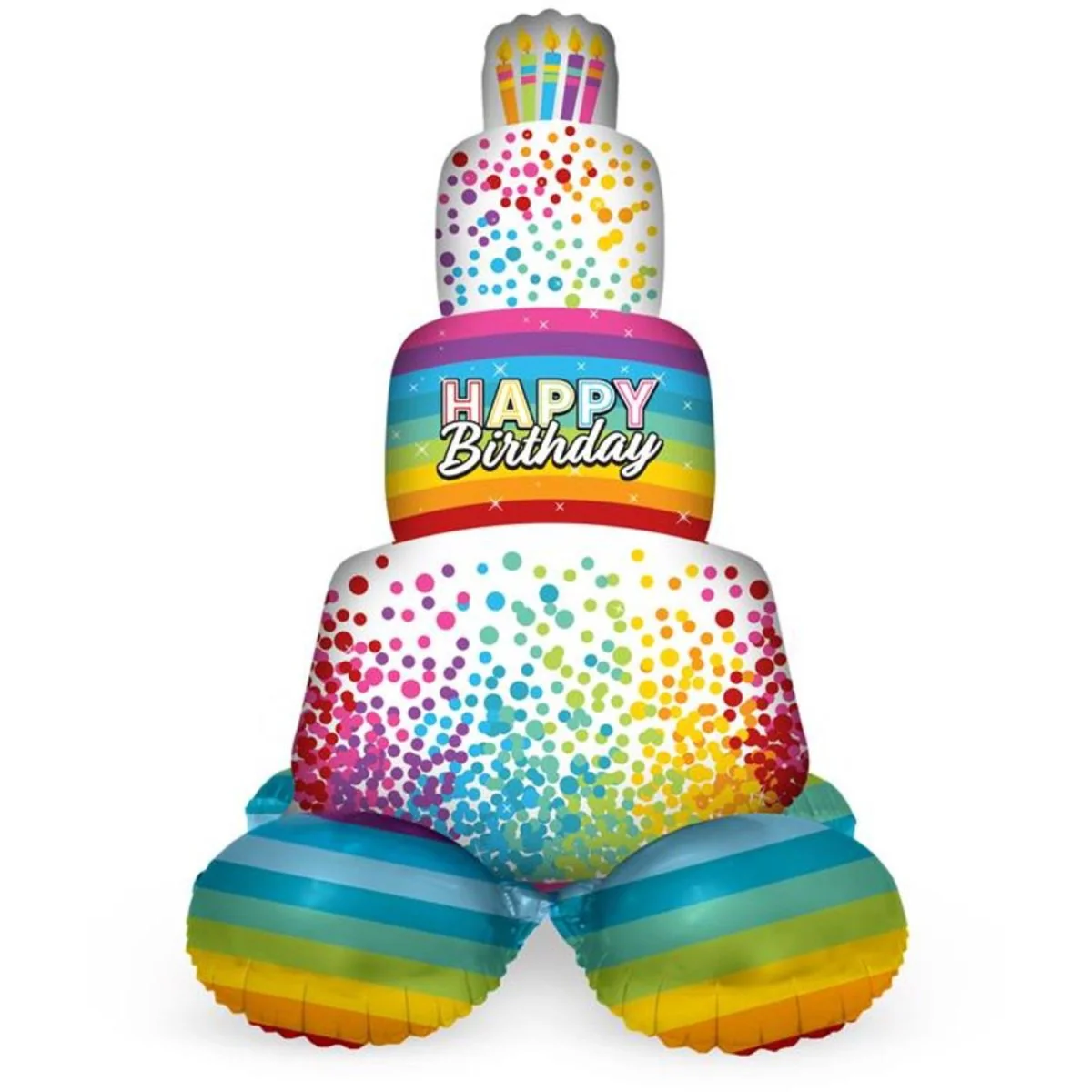 Staande Folieballon Taart Rainbow Bday - 72 cm