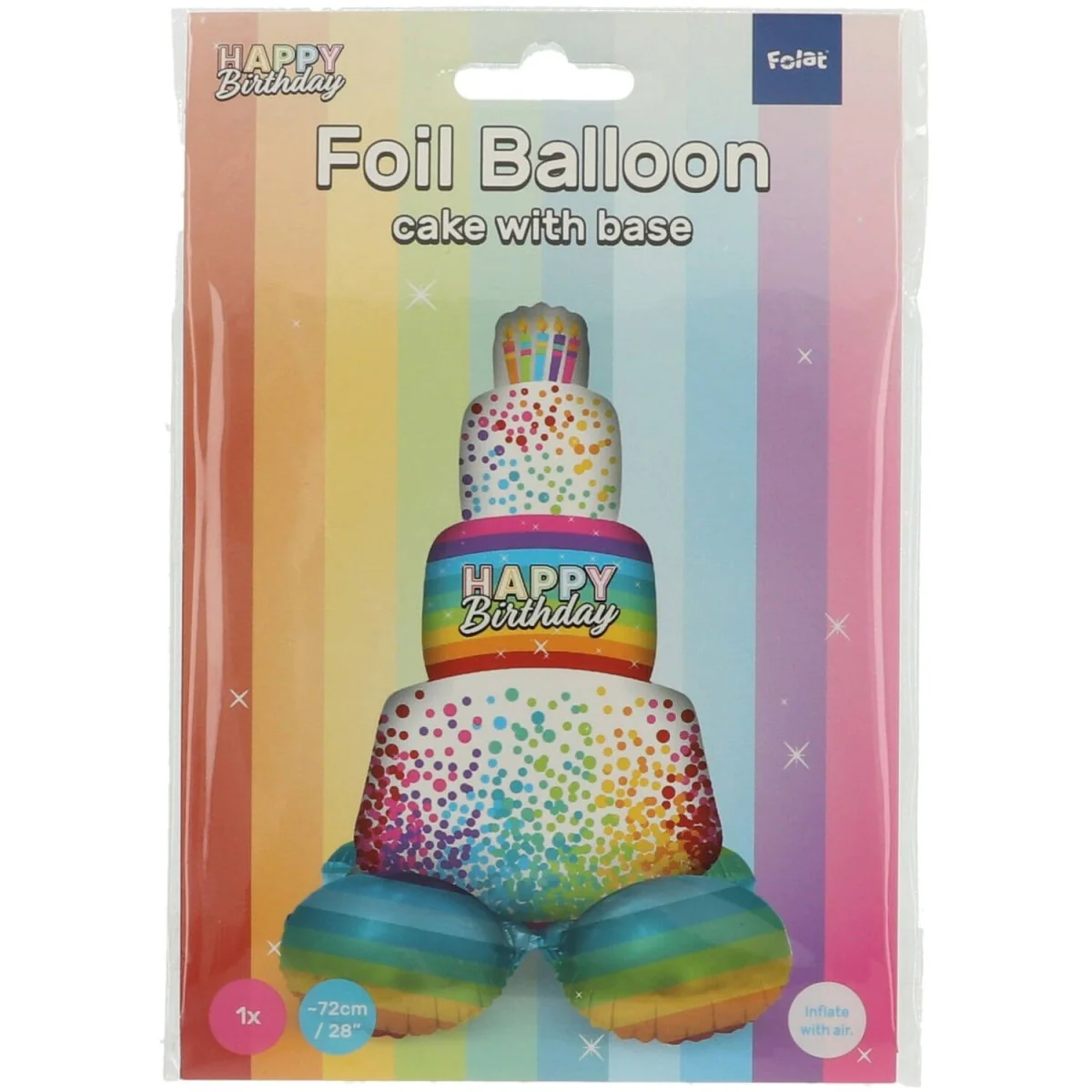 Staande Folieballon Taart Rainbow Bday - 72 cm - Image 2