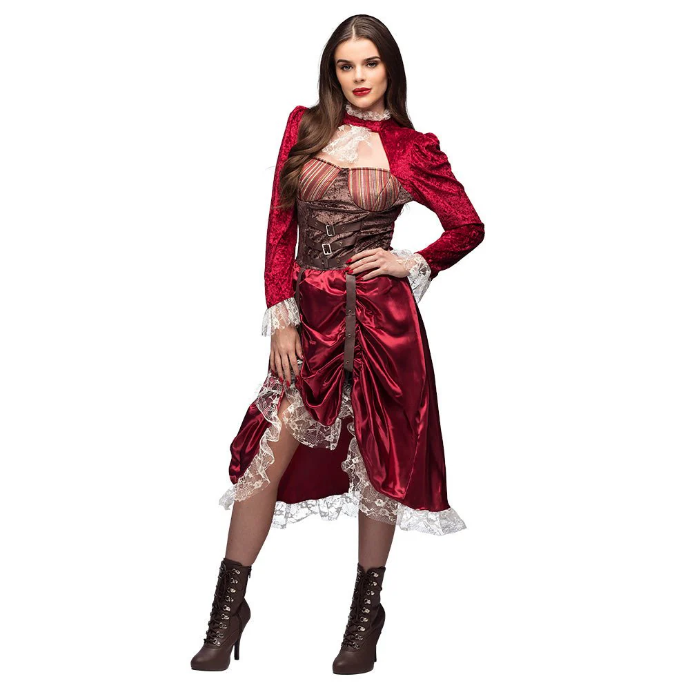 Steampunk Jurk Rood Dames