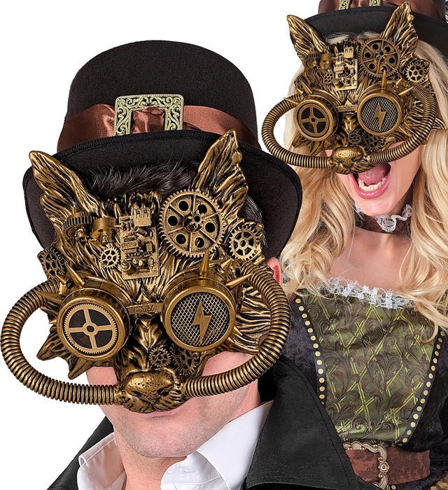 Steampunk Masker Goud Vos - Image 3