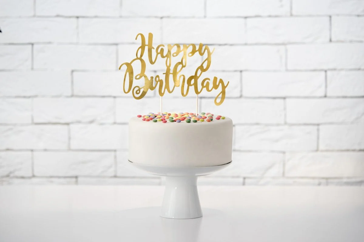Taarttopper Happy Birthday Goud 22,5cm - Image 3