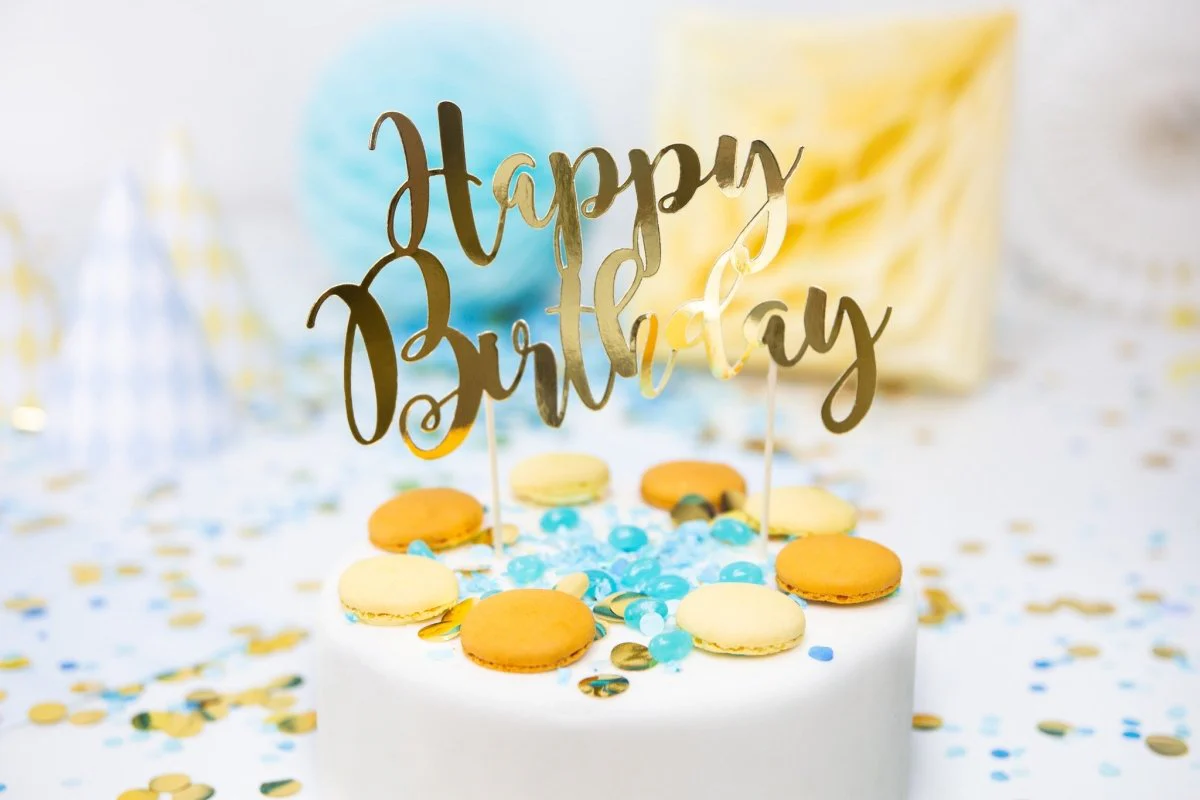 Taarttopper Happy Birthday Goud 22,5cm - Image 4