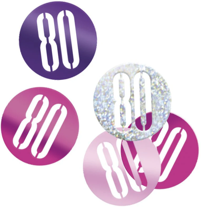Tafelconfetti 80 Jaar Roze 14gr