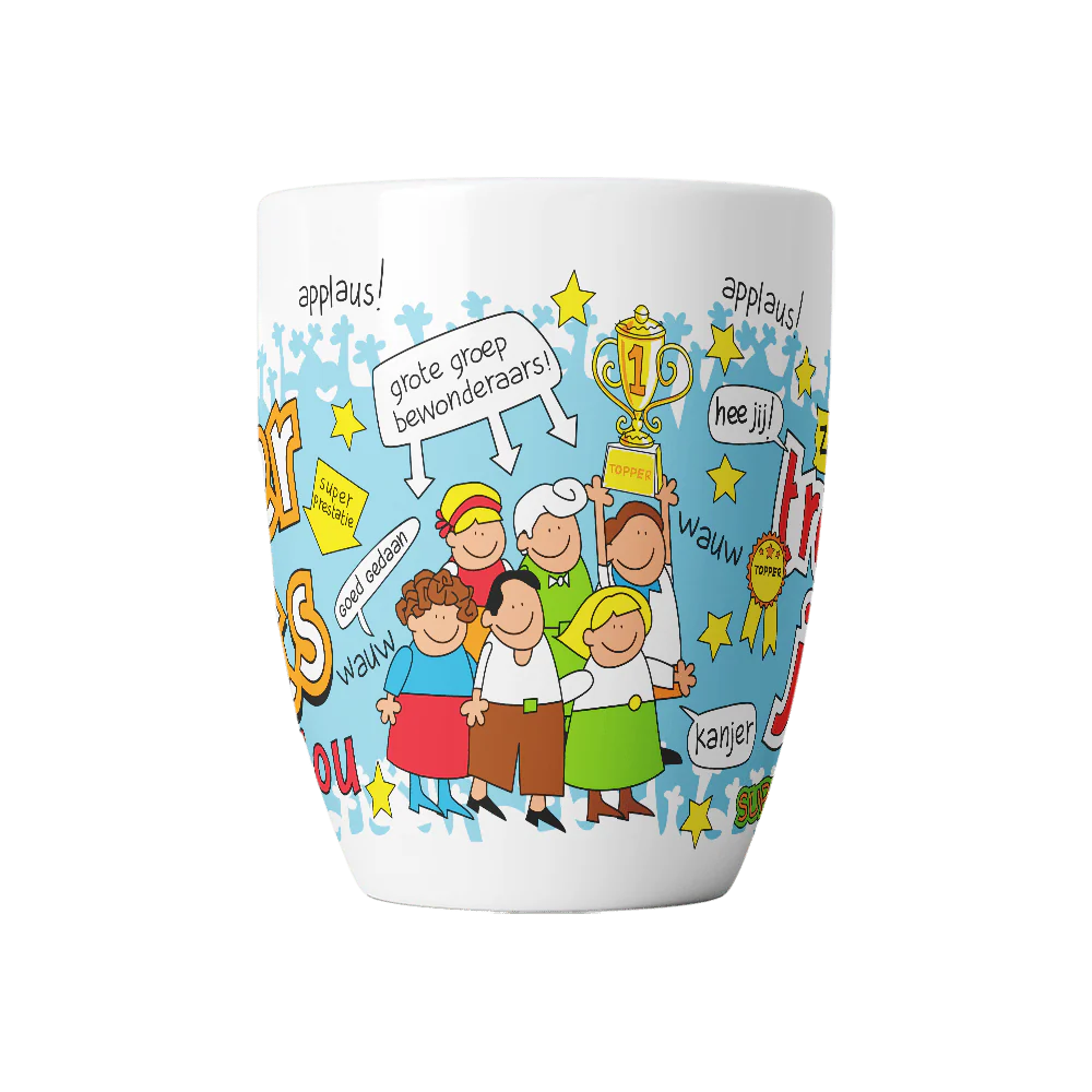 Trots Op Jou Mok Blauw Wit 12cm - Image 2