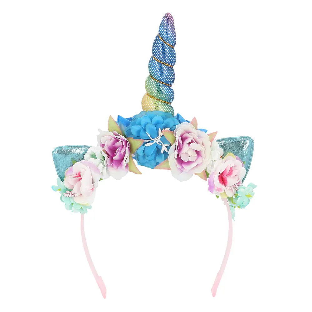 Unicorn Haarband Gekleurd Met Bloemen - Image 2