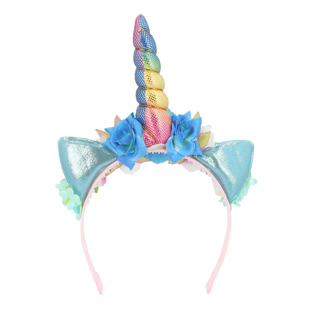 Unicorn Haarband Gekleurd Met Bloemen - Image 3