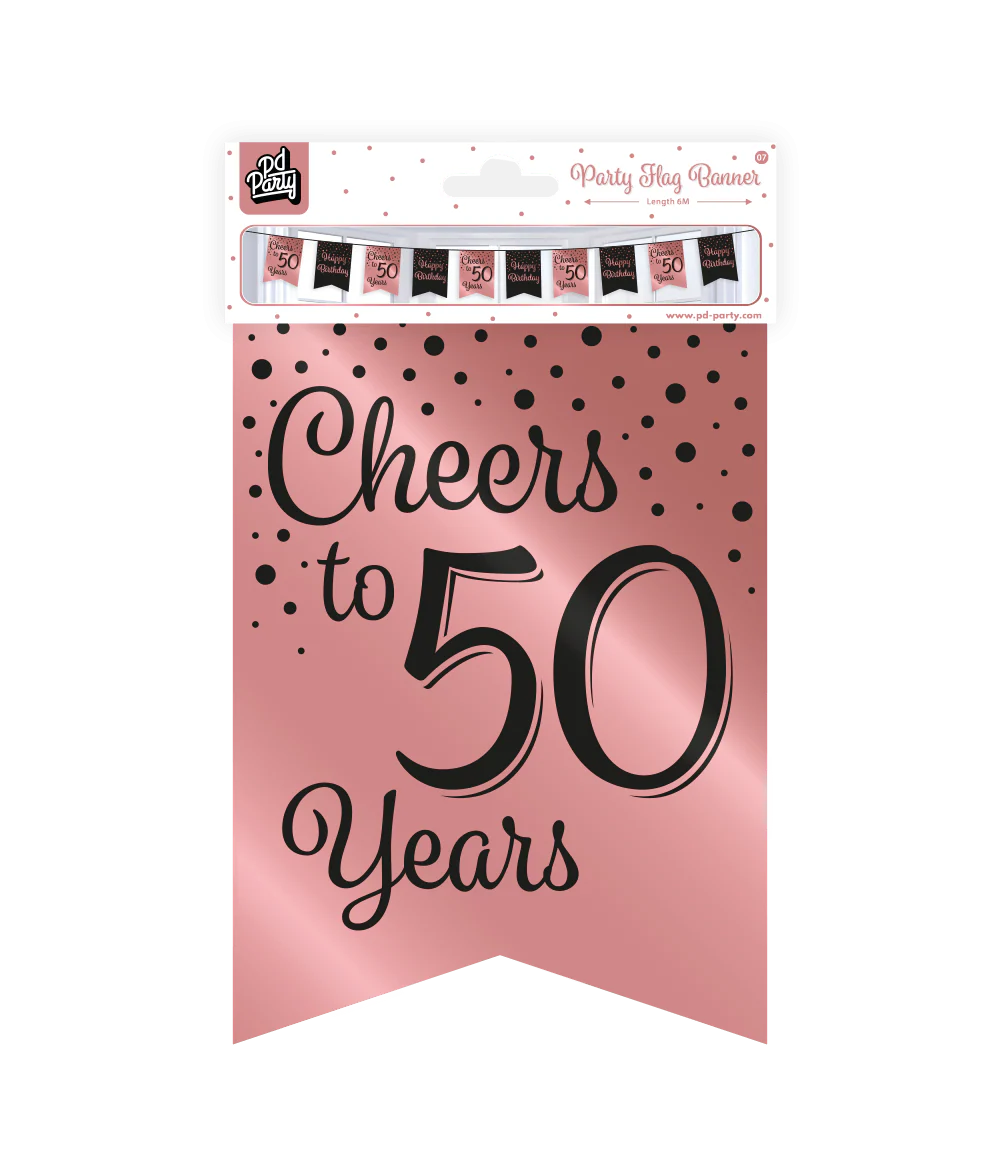 Banner 50 Jaar Roze Zwart 6m - Image 2